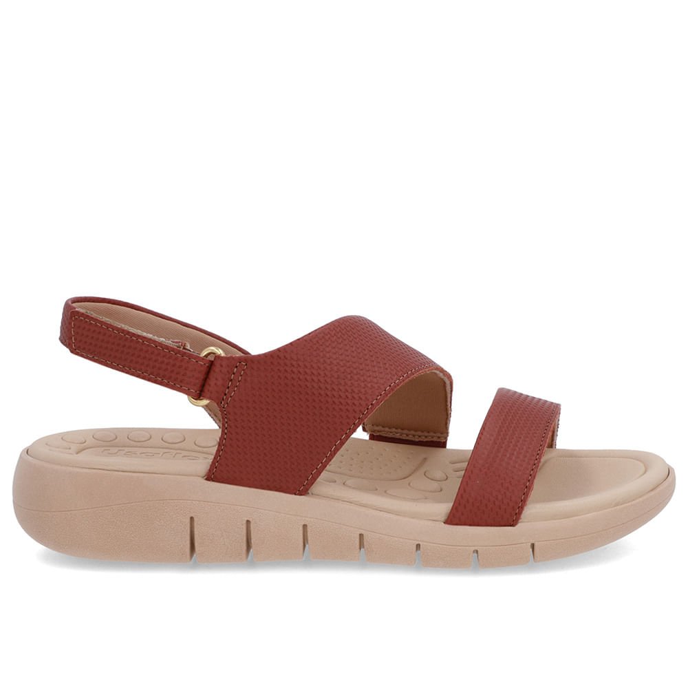 Sandália Couro Marrom Tira Fecho-Flex