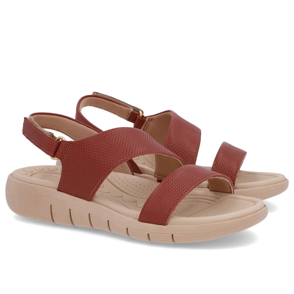 Sandália Couro Marrom Tira Fecho-Flex Marrom 2