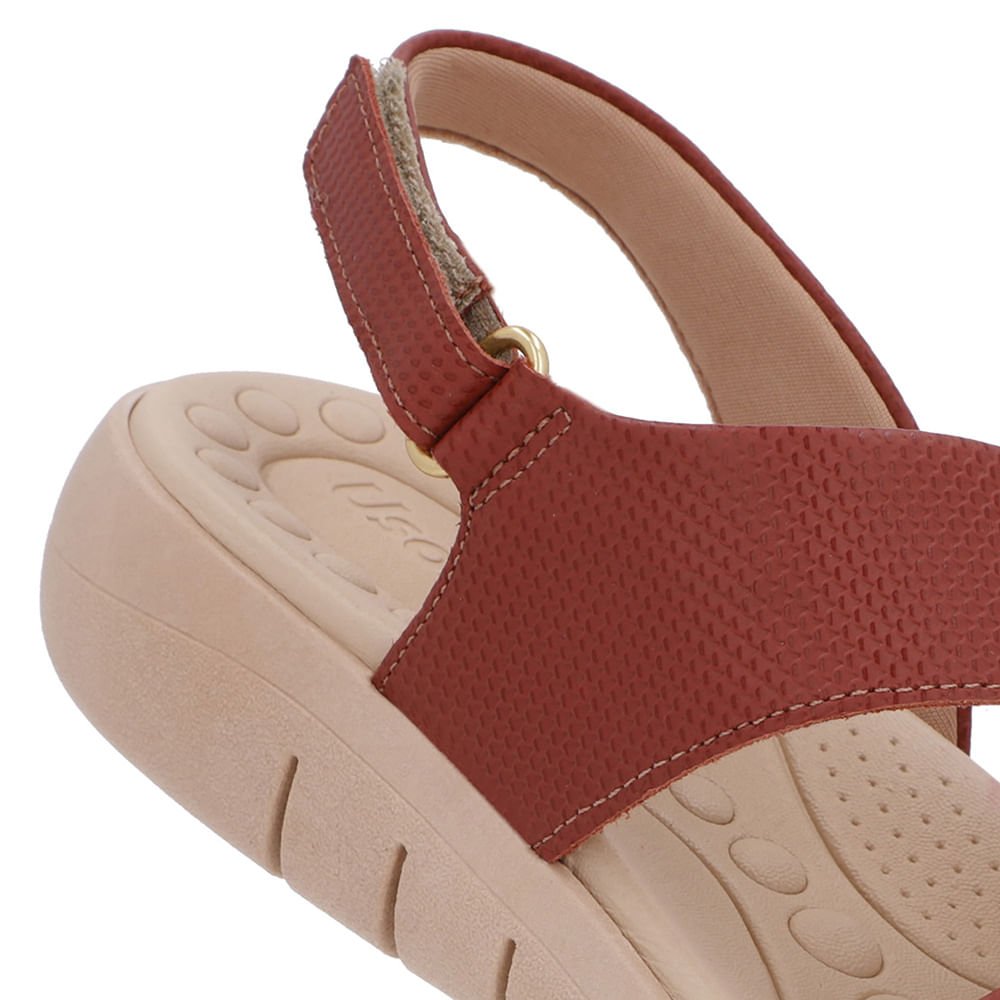 Sandália Couro Marrom Tira Fecho-Flex Marrom 4