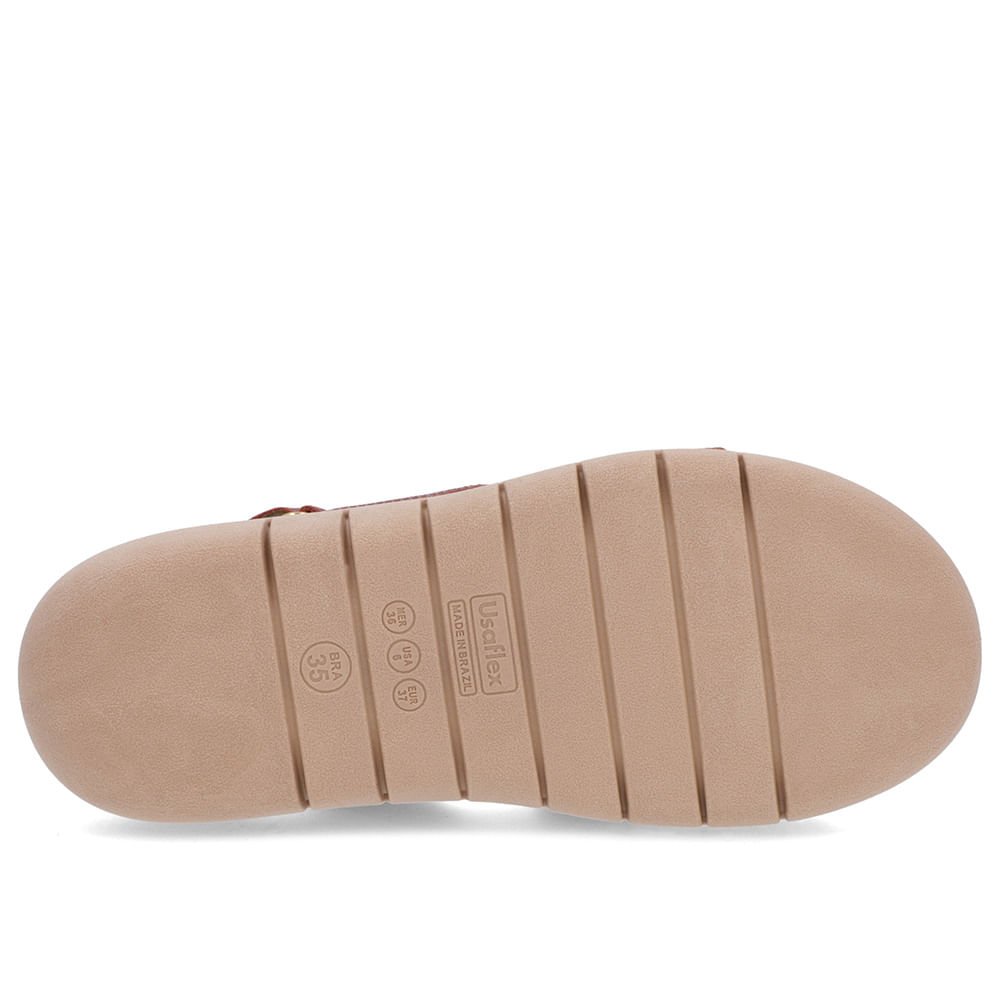 Sandália Couro Marrom Tira Fecho-Flex Marrom 5