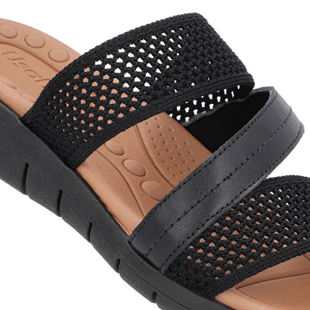 Tamanco Sem Salto Tricot Preto Preto 4