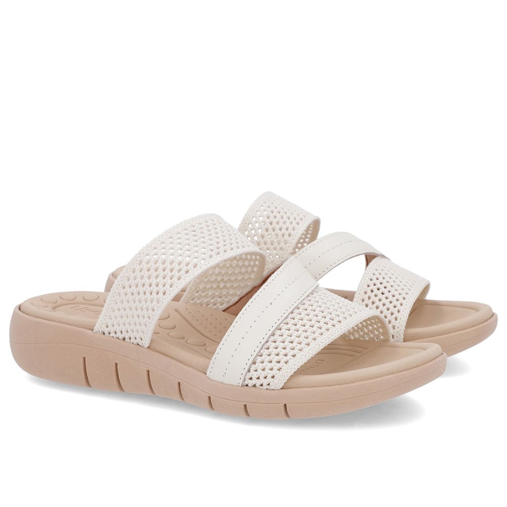 Tamanco Sem Salto Tricot Branco Marfim Branco 2