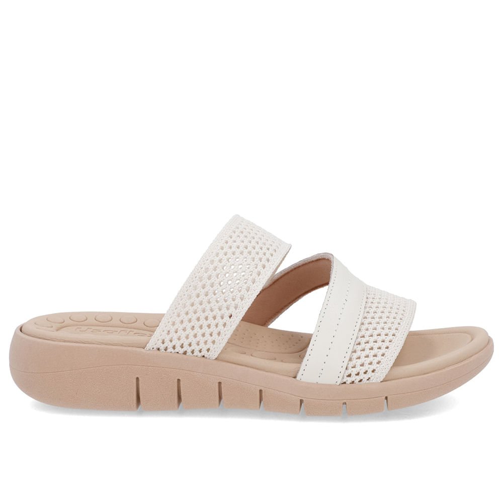 Tamanco Sem Salto Tricot Branco Marfim