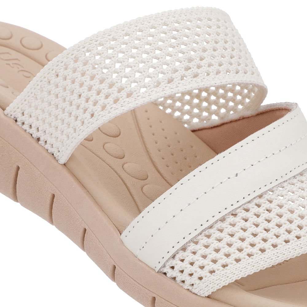 Tamanco Sem Salto Tricot Branco Marfim Branco 4