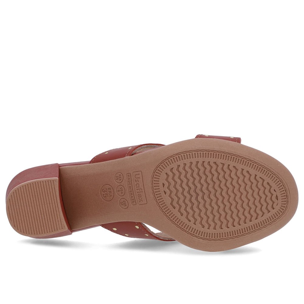 Tamanco Bloco Couro Marrom Rebite Marrom 5