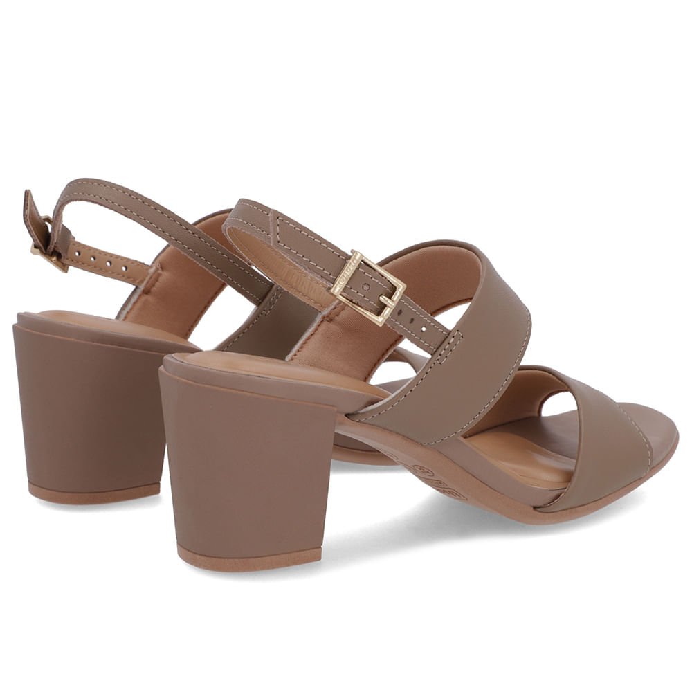 Sandália Couro Marrom Claro Tiras Salto Bloco Marrom 3
