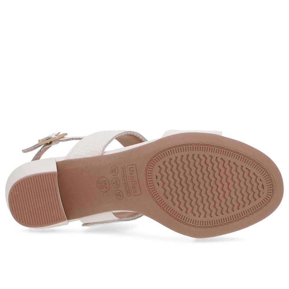 Sandália Couro Branca Marfim Tiras Salto Bloco Branco 5