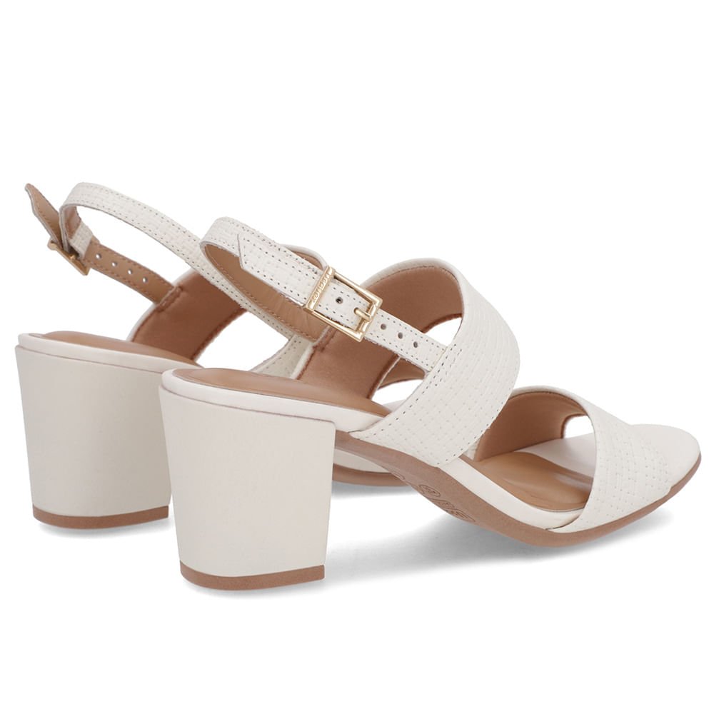 Sandália Couro Branca Marfim Tiras Salto Bloco Branco 3