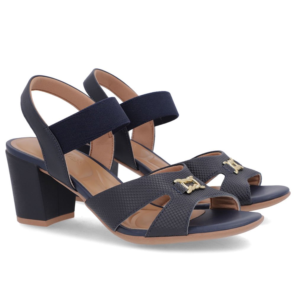 Sandália Couro Azul Tira Elástico Azul 2