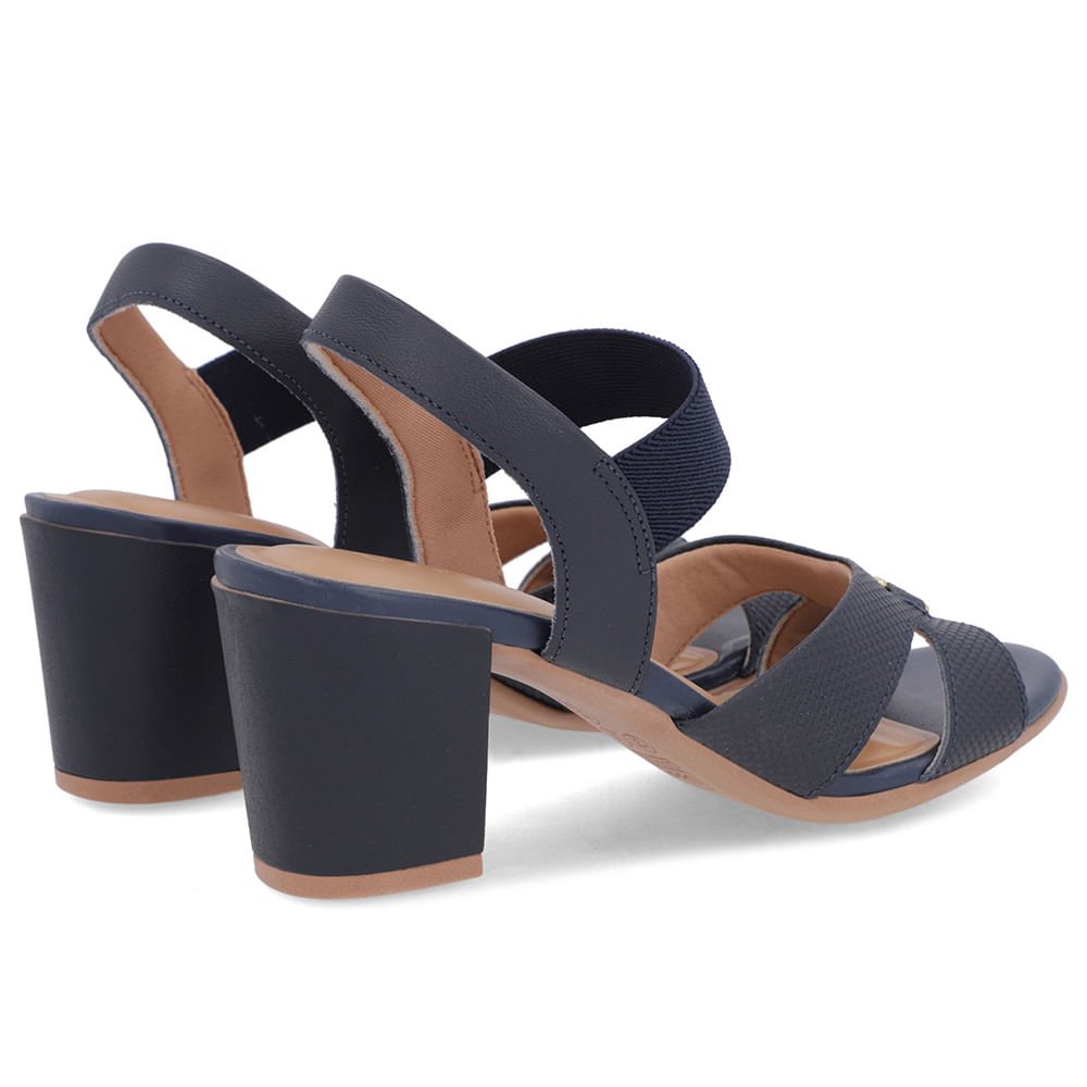 Sandália Couro Azul Tira Elástico Azul 3