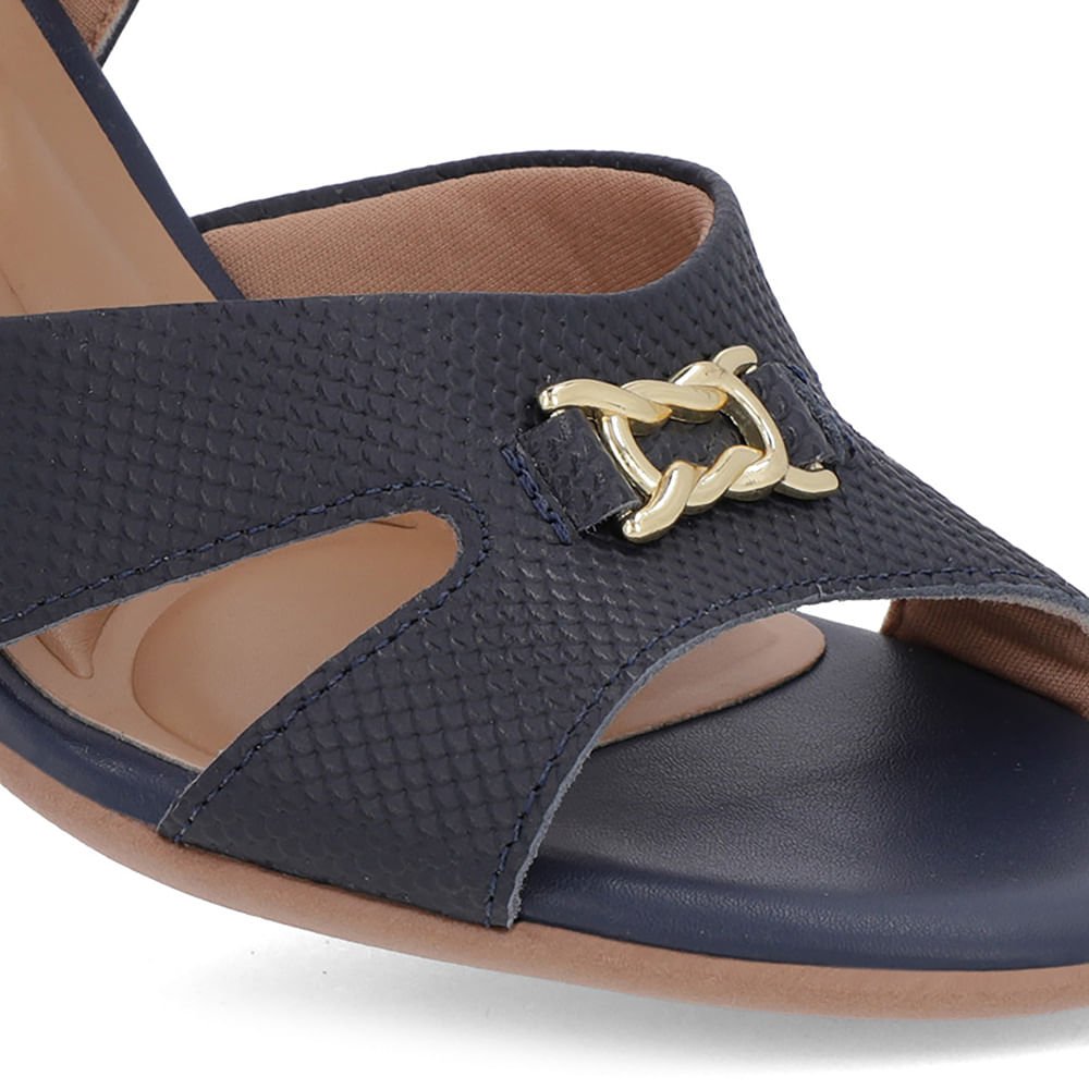 Sandália Couro Azul Tira Elástico Azul 4