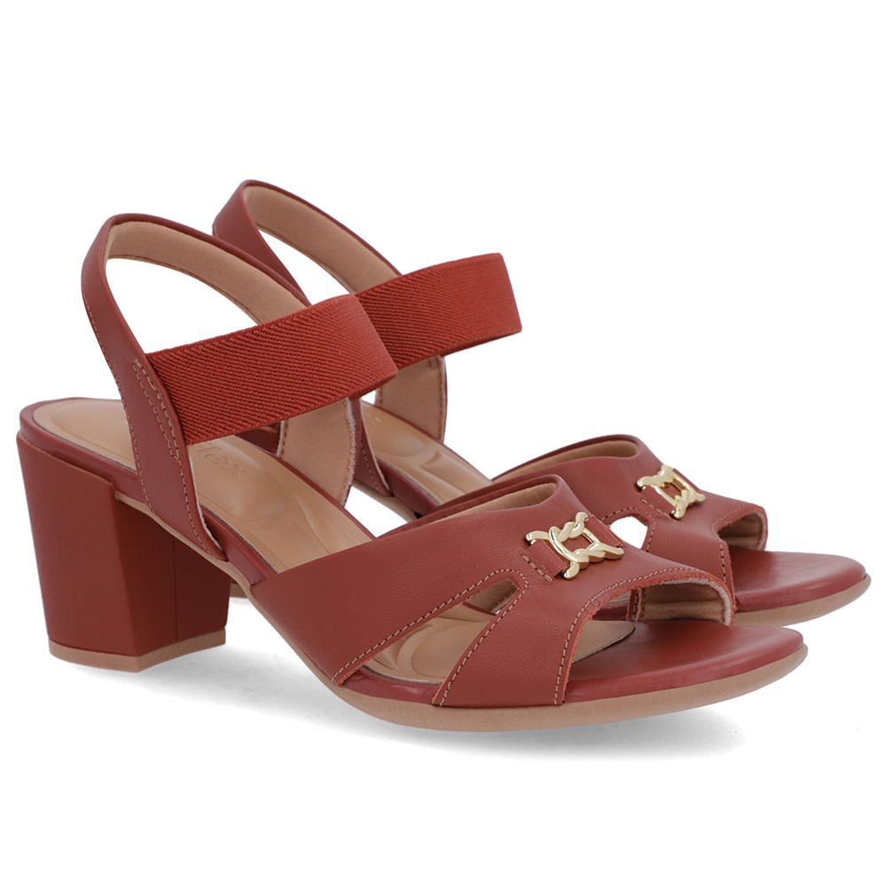 Sandália Couro Marrom Tira Elástico Marrom 2