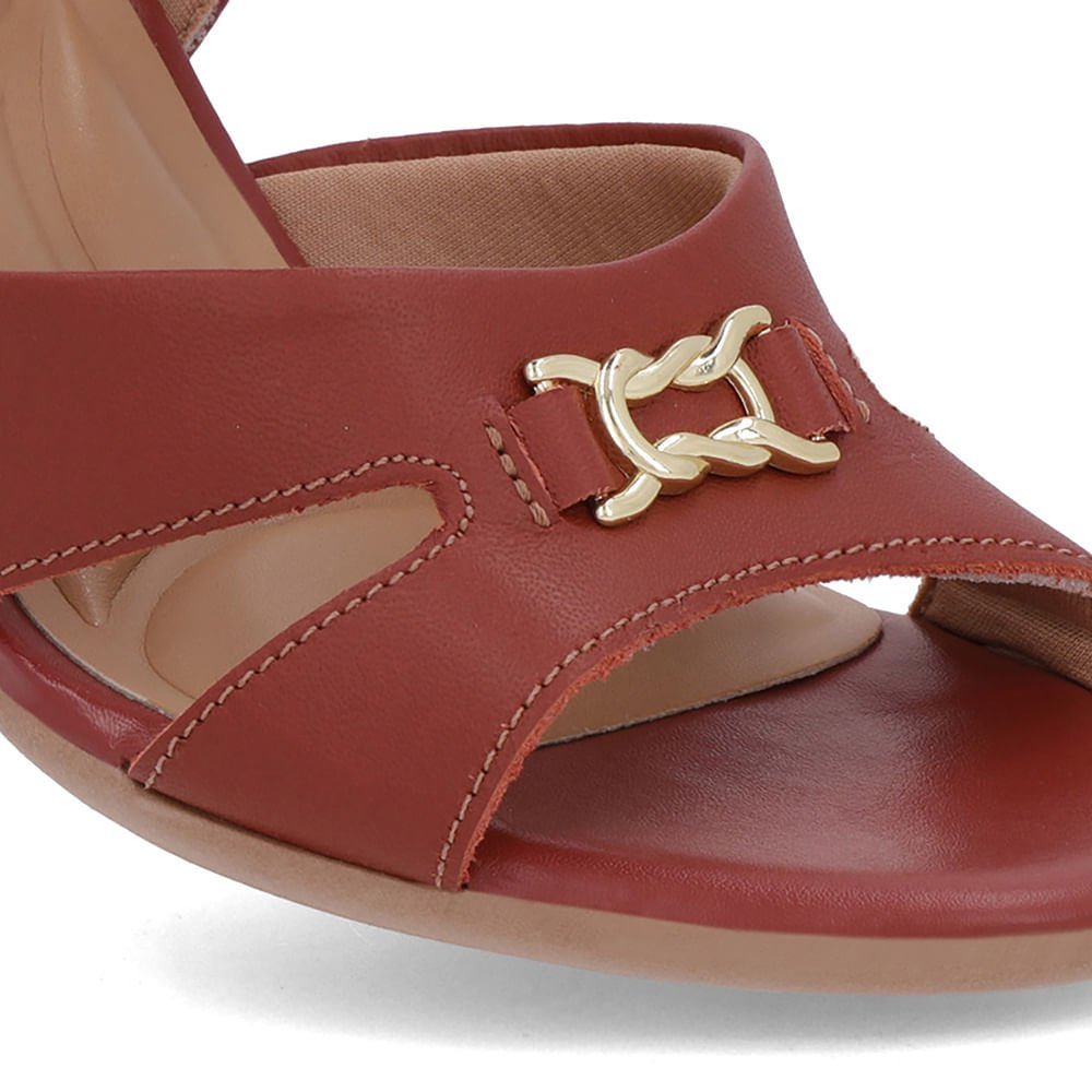 Sandália Couro Marrom Tira Elástico Marrom 4