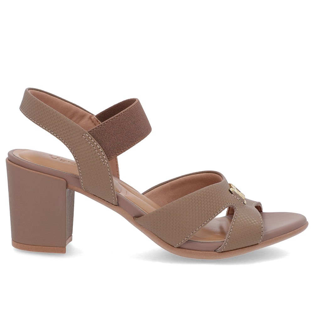 Sandália Couro Marrom Claro Tira Elástico