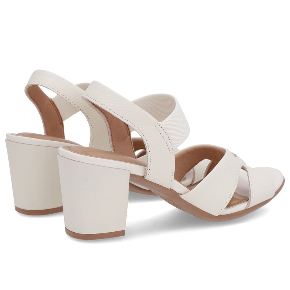 Sandália Couro Branca Marfim Tira Elástico Branco 3