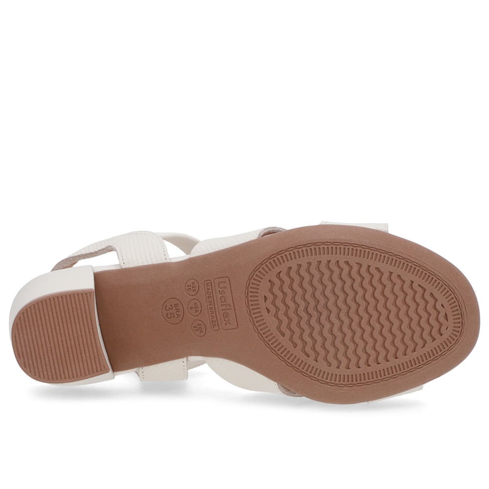 Sandália Couro Branca Marfim Tira Elástico Branco 5