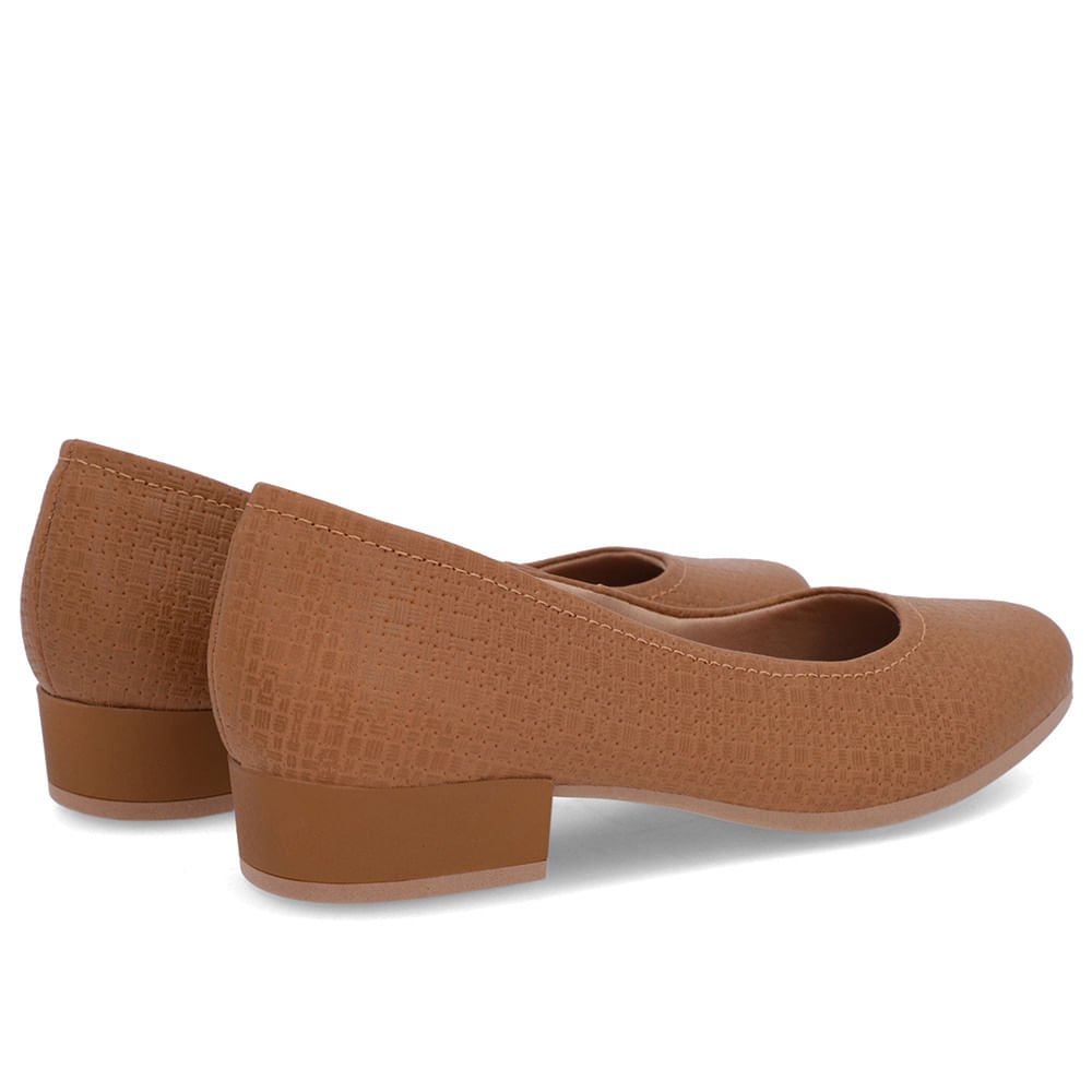 Scarpin Marrom Couro Bico Redondo Marrom 3