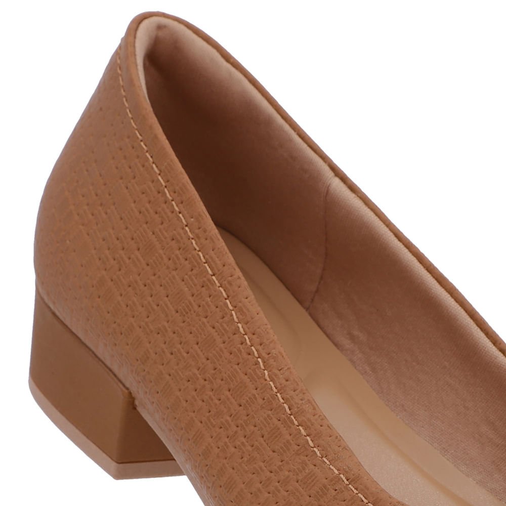 Scarpin Marrom Couro Bico Redondo Marrom 4