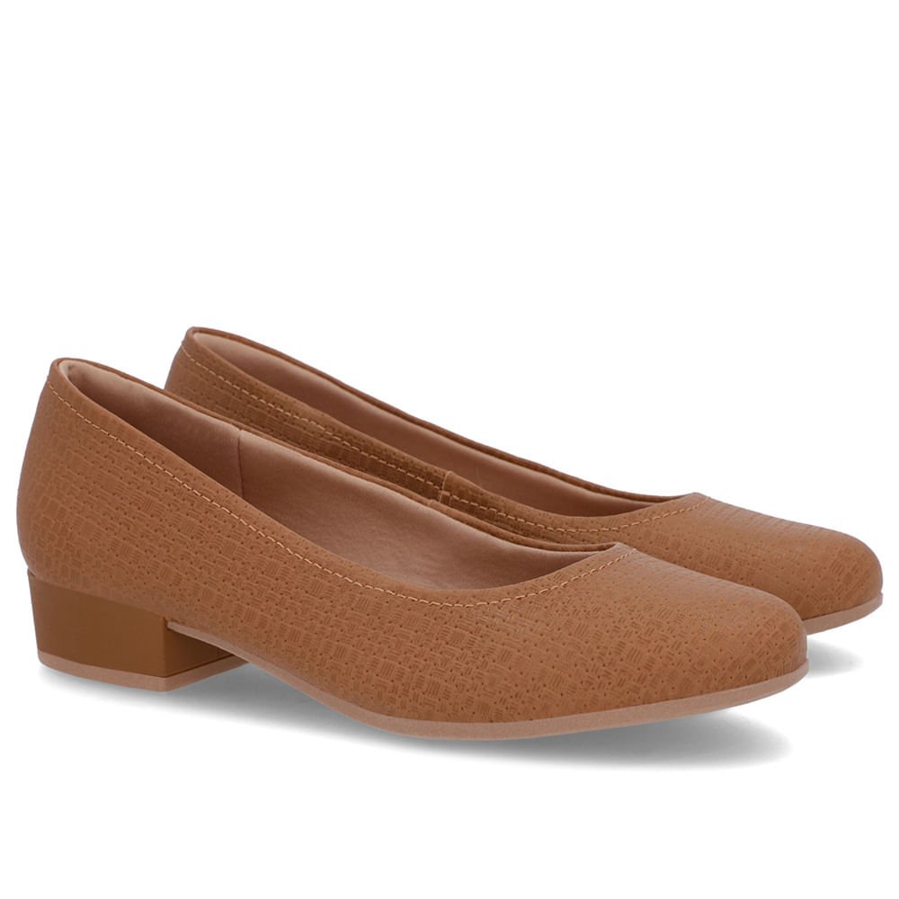 Scarpin Marrom Couro Bico Redondo Marrom 2