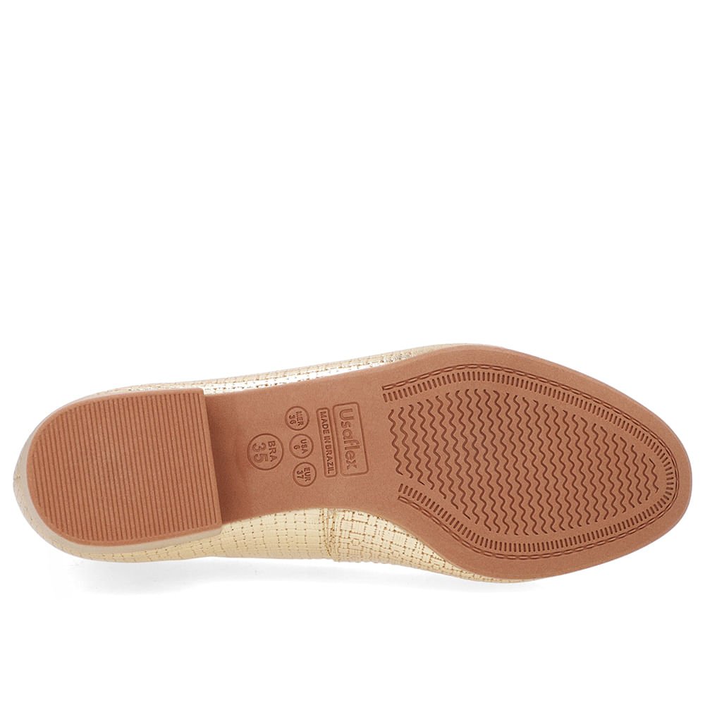 Scarpin Dourado Couro Bico Redondo Dourado 5