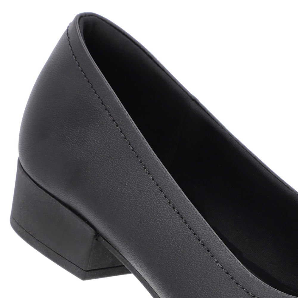 Scarpin Preto Couro Bico Redondo Preto 4