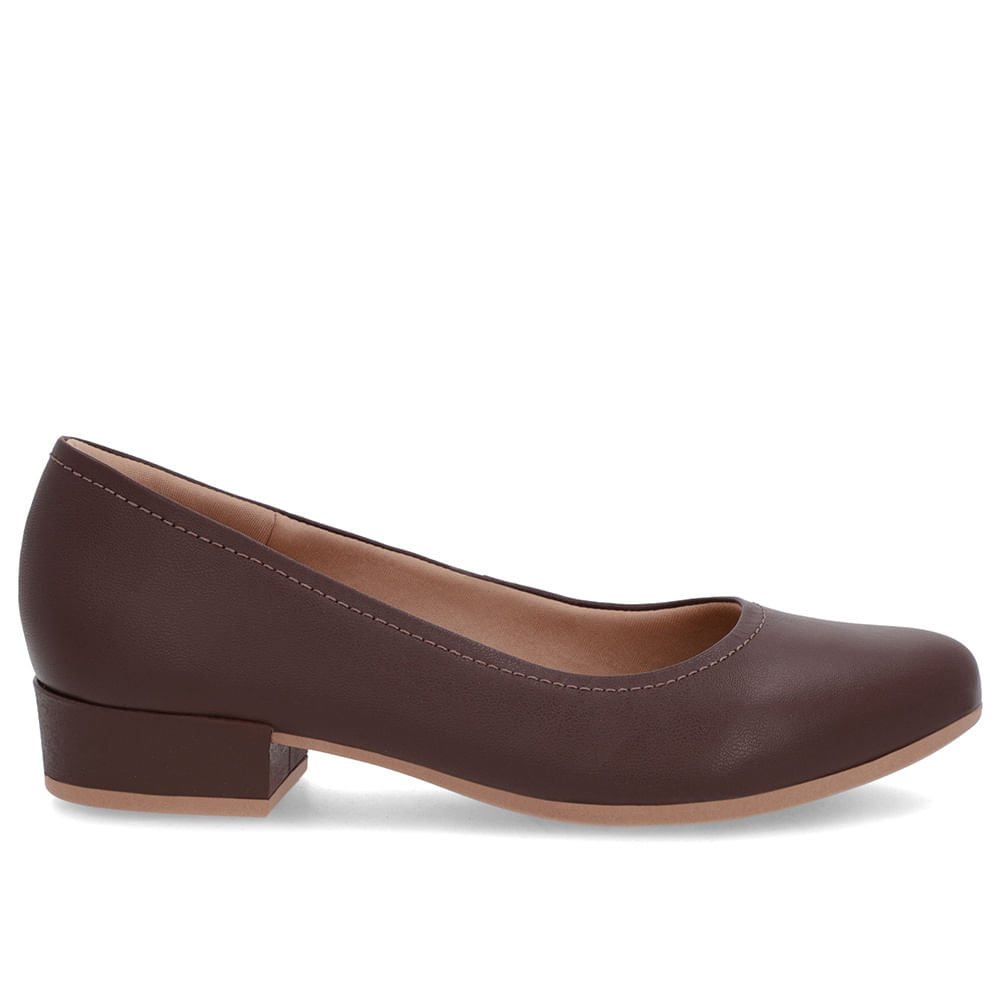 Scarpin Marrom Couro Bico Redondo