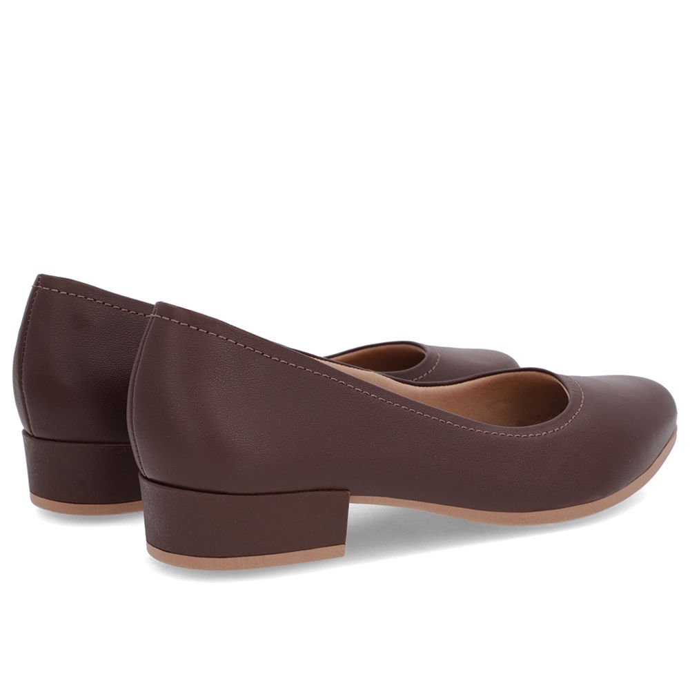 Scarpin Marrom Couro Bico Redondo Marrom 3