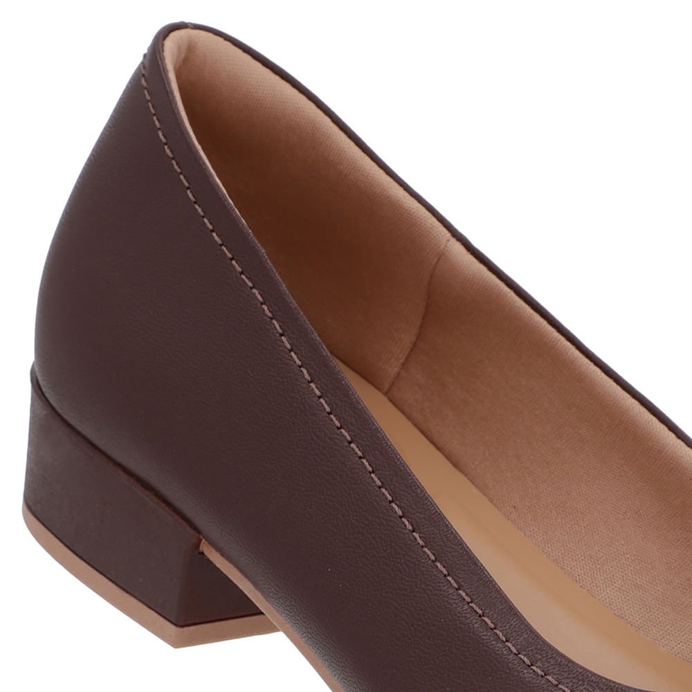 Scarpin Marrom Couro Bico Redondo Marrom 4