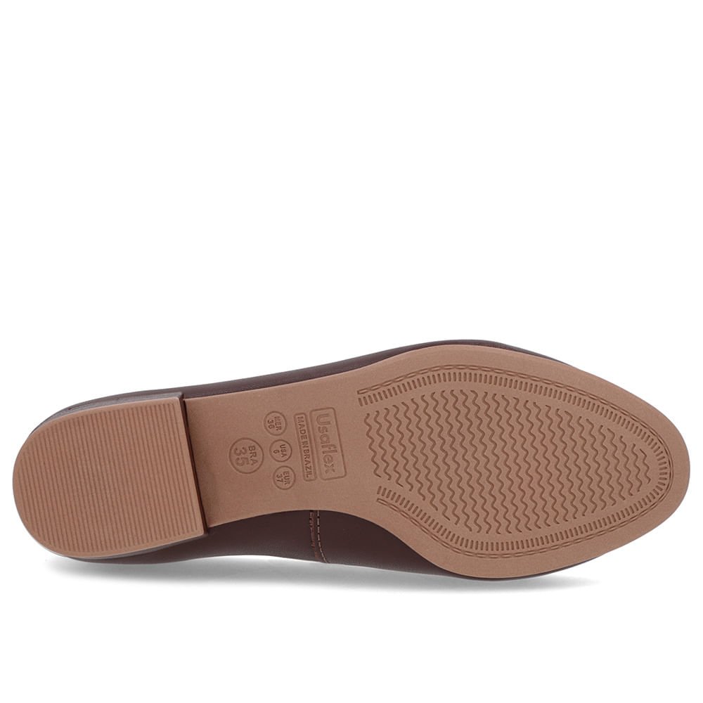 Scarpin Marrom Couro Bico Redondo Marrom 5