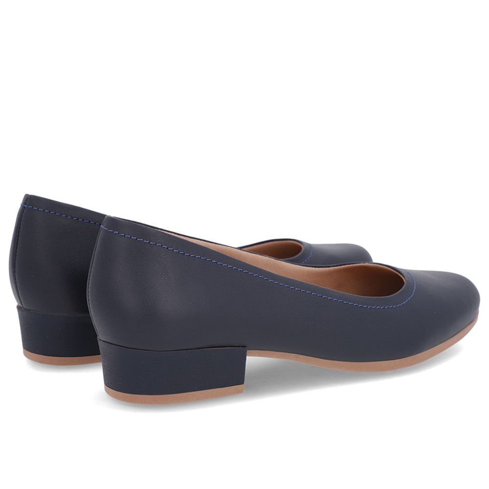 Scarpin Azul Couro Bico Redondo Azul 3