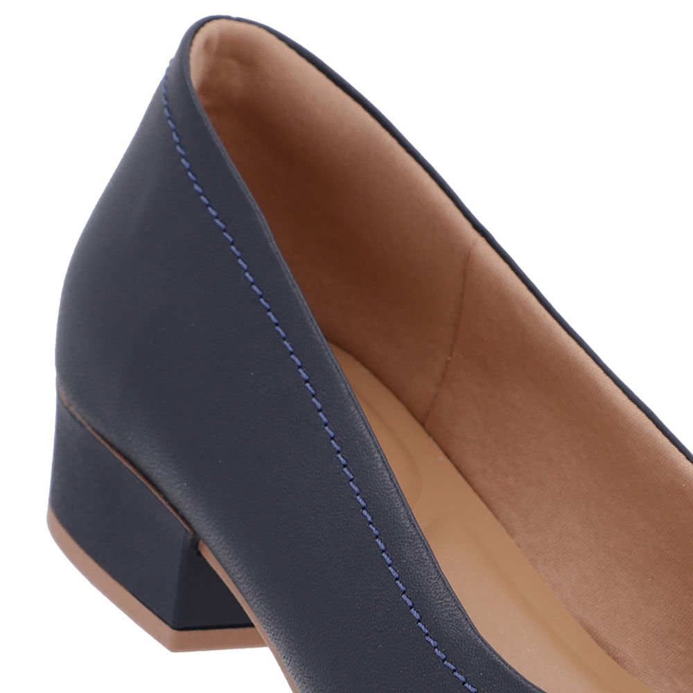 Scarpin Azul Couro Bico Redondo Azul 4