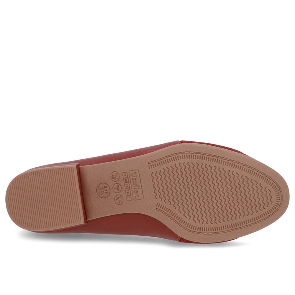 Scarpin Marrom Couro Bico Redondo Tecido Lateral Marrom 5