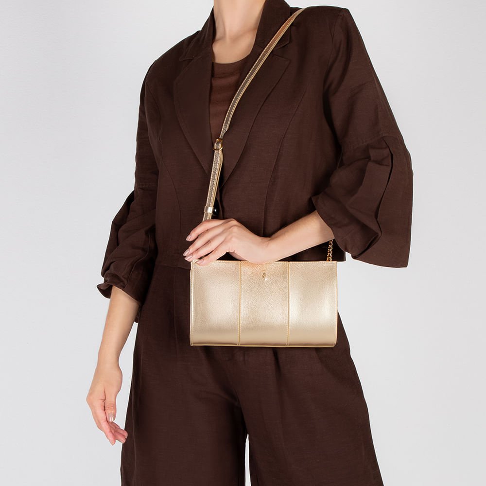 Bolsa Tiracolo Couro Ouro Light Ouro Light 5