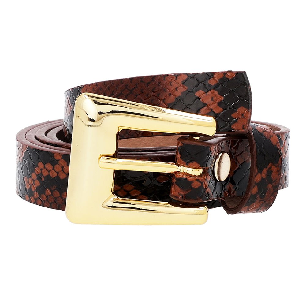 Cinto Couro Animal Print Cobra