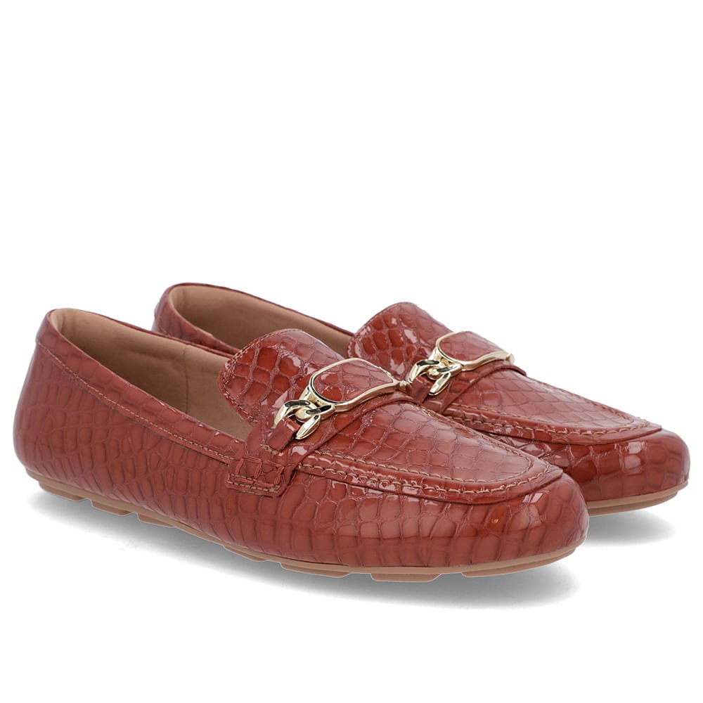 Loafer Marrom Verniz Croco Bridão Marrom 2