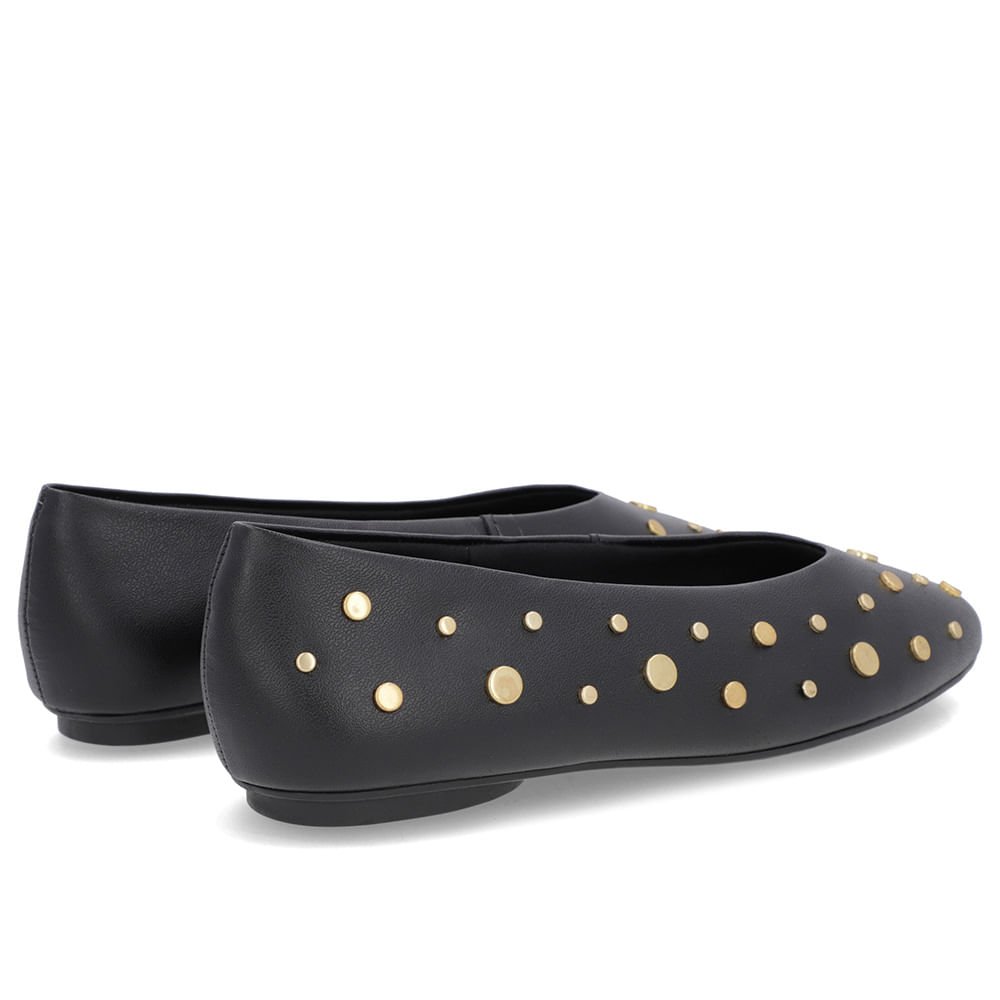 Sapatilha Preta Couro Rebite Preto 3