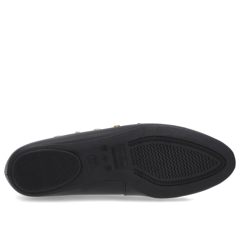 Sapatilha Preta Couro Rebite Preto 5