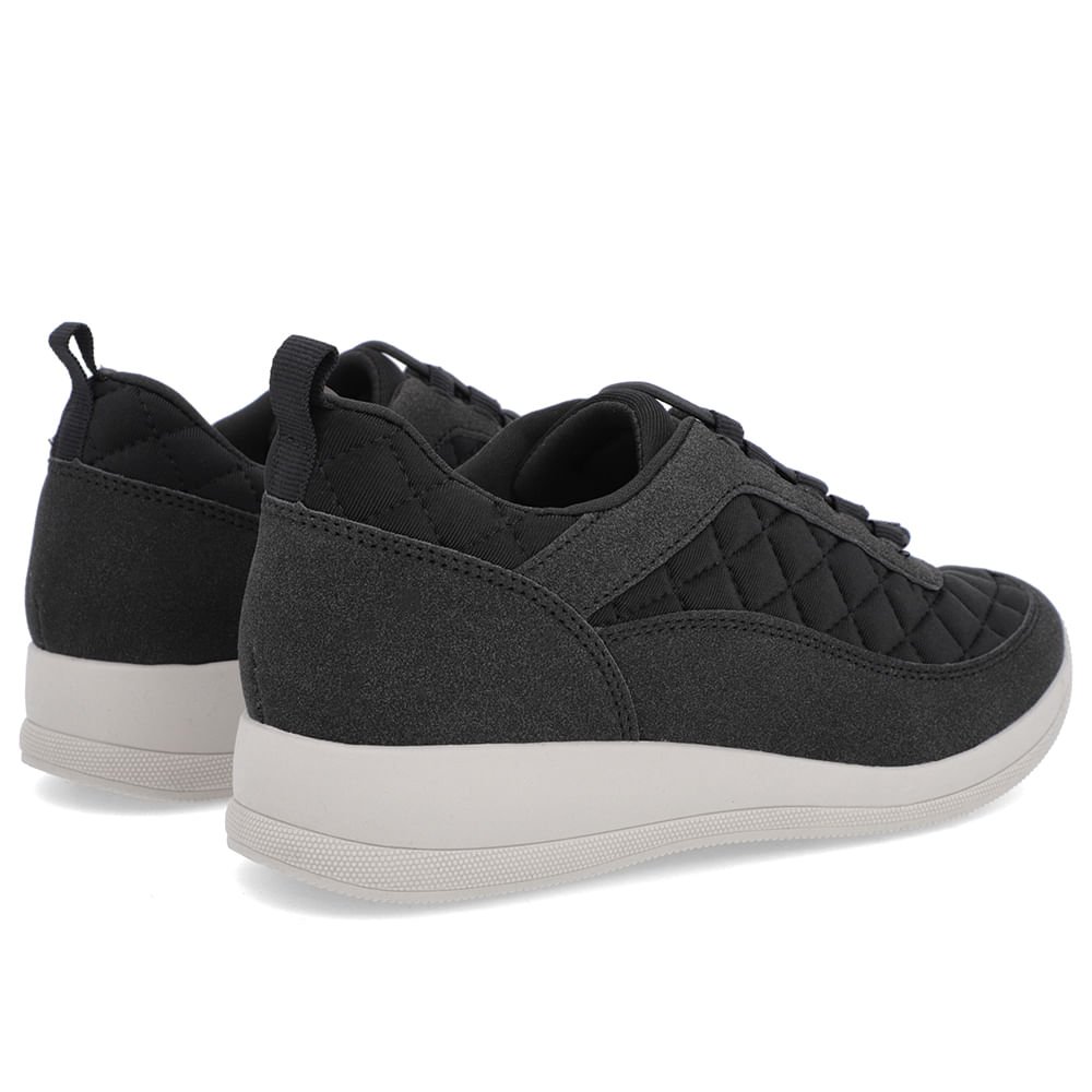 Tênis Preto Tecido Cadarço Matelassê Preto 3