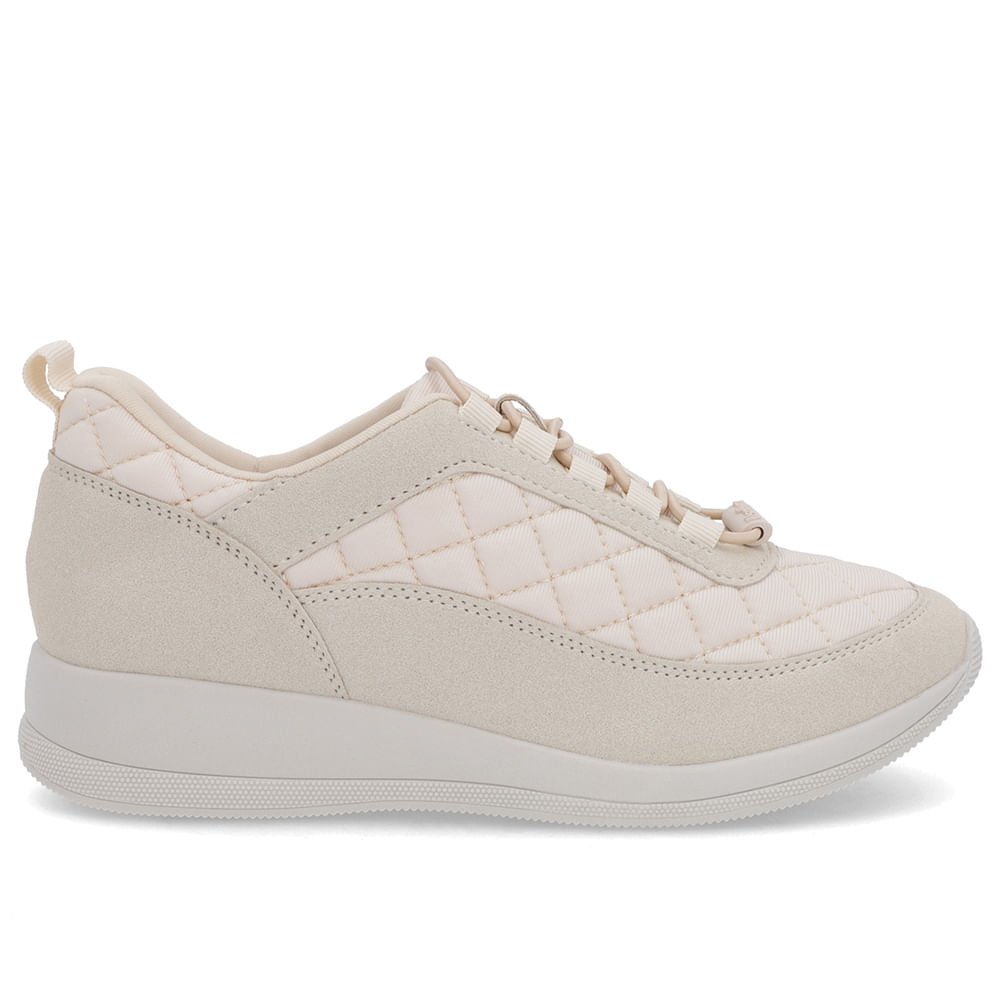 Tênis Bege Tecido Cadarço Matelassê