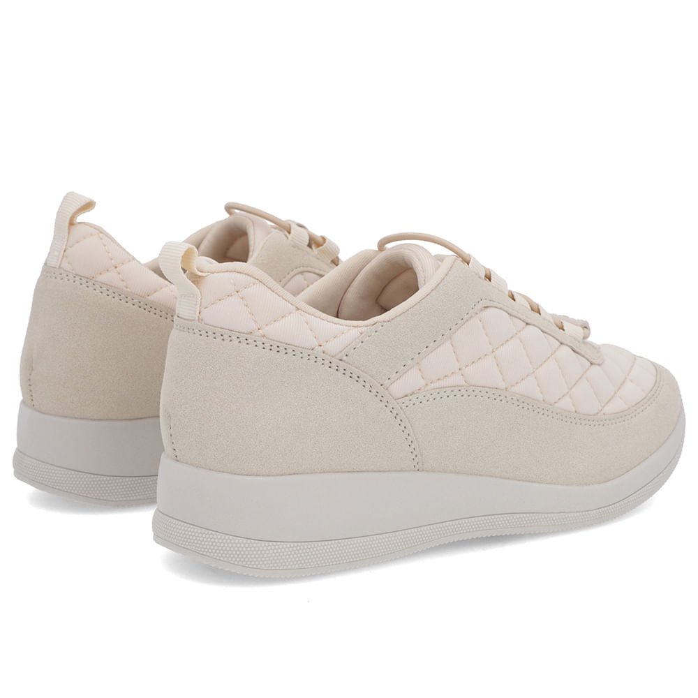 Tênis Bege Tecido Cadarço Matelassê Bege 3
