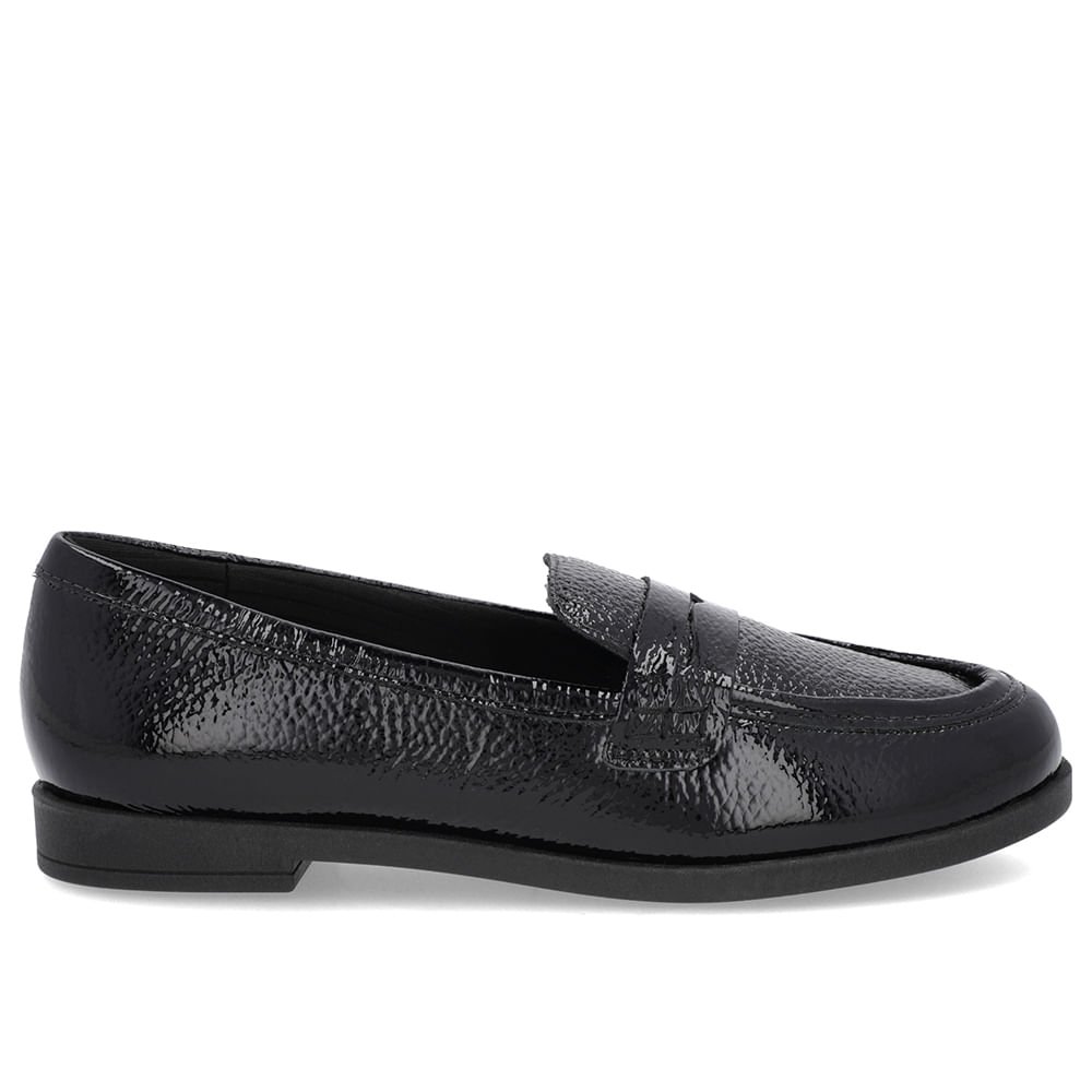 Mocassim Verniz Preto Tira