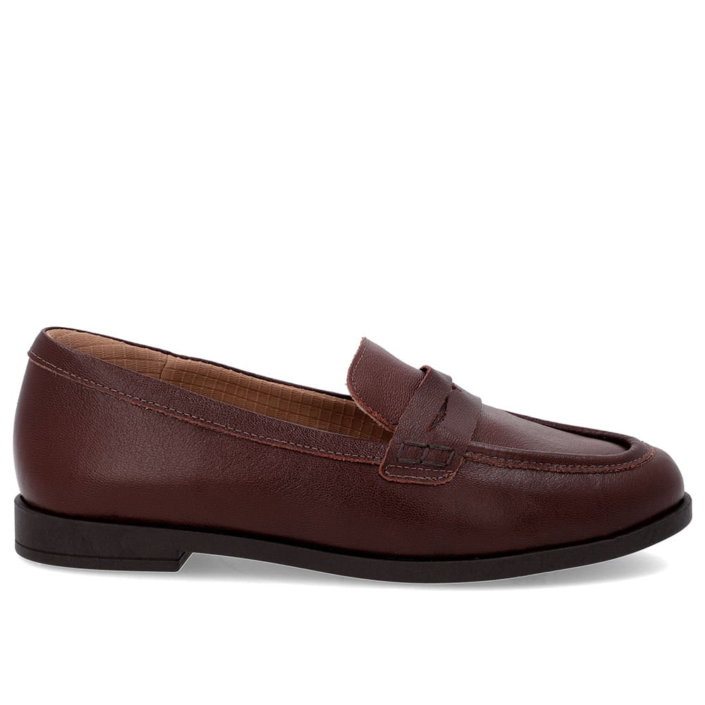 Mocassim Couro Marrom Tira