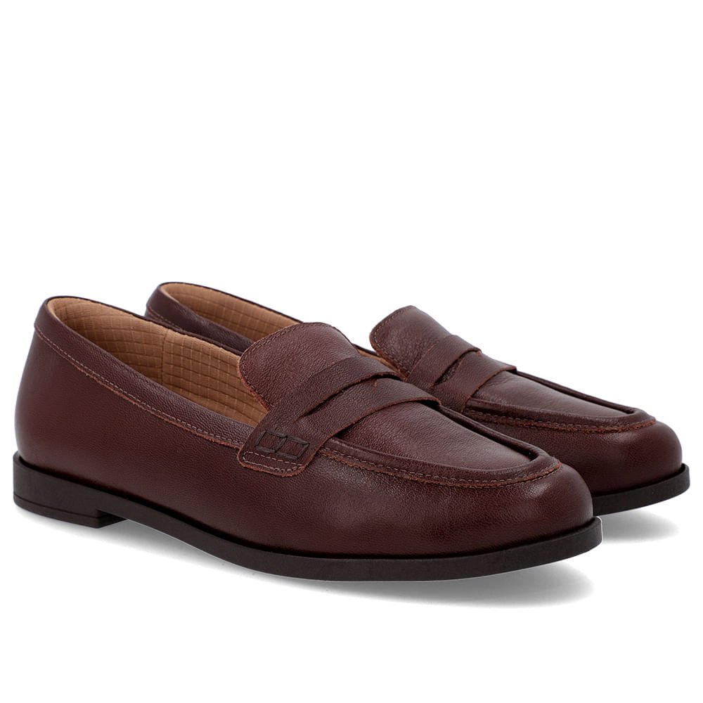 Mocassim Couro Marrom Tira Marrom 2