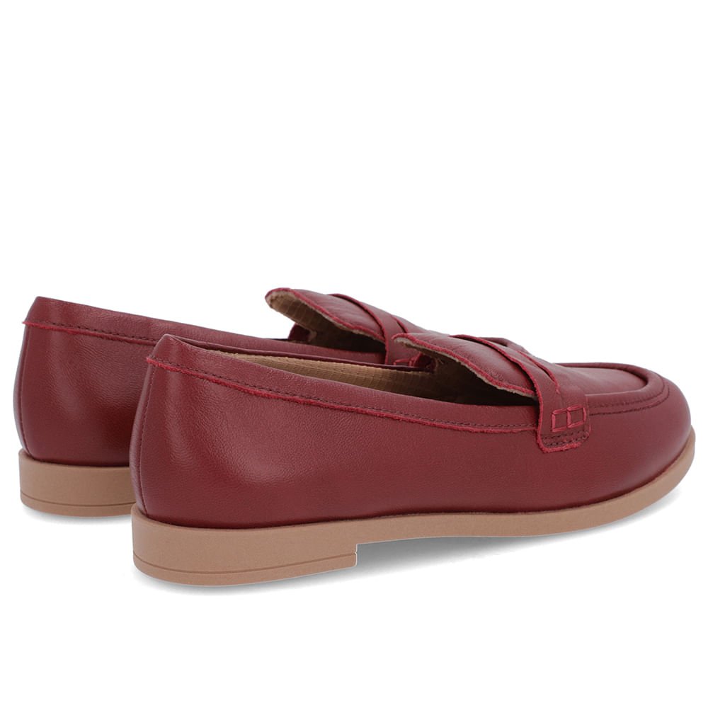 Mocassim Couro Vermelho Tira Vermelho 3