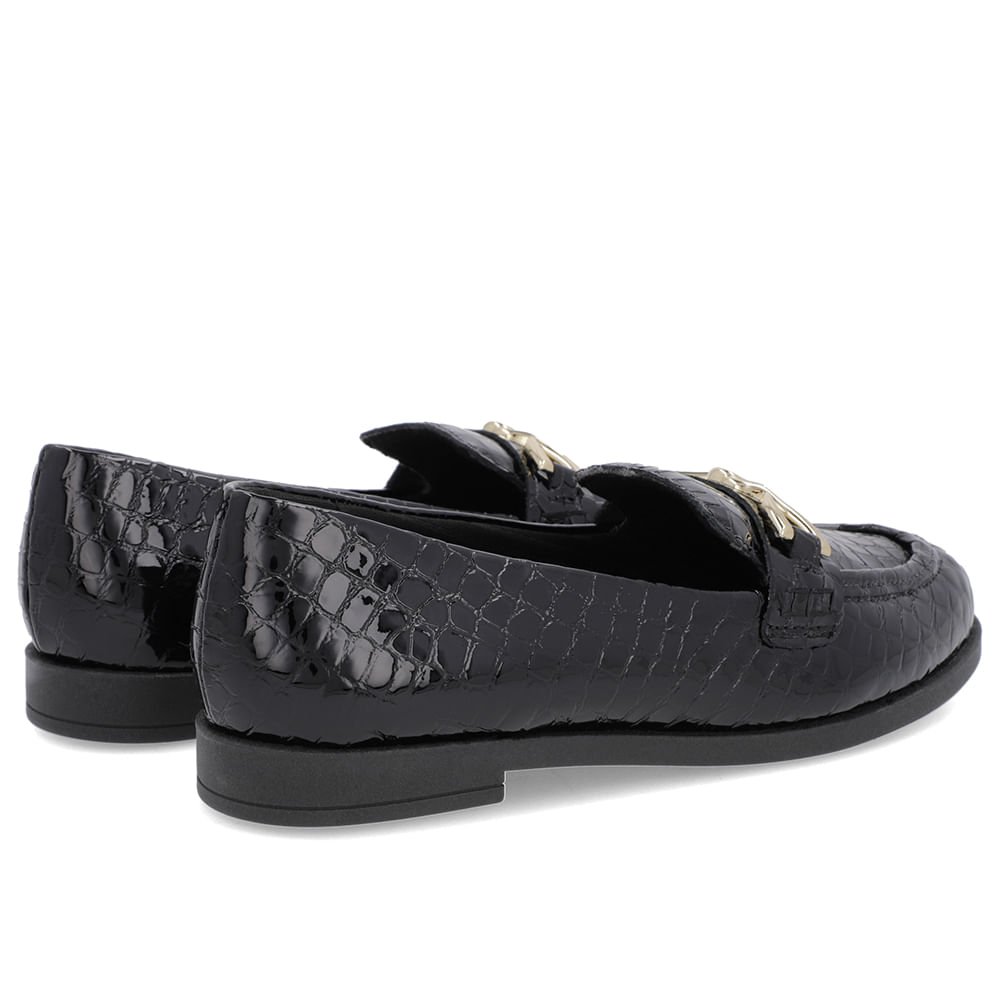 Mocassim Verniz Croco Preto Tira Bridão Preto 3
