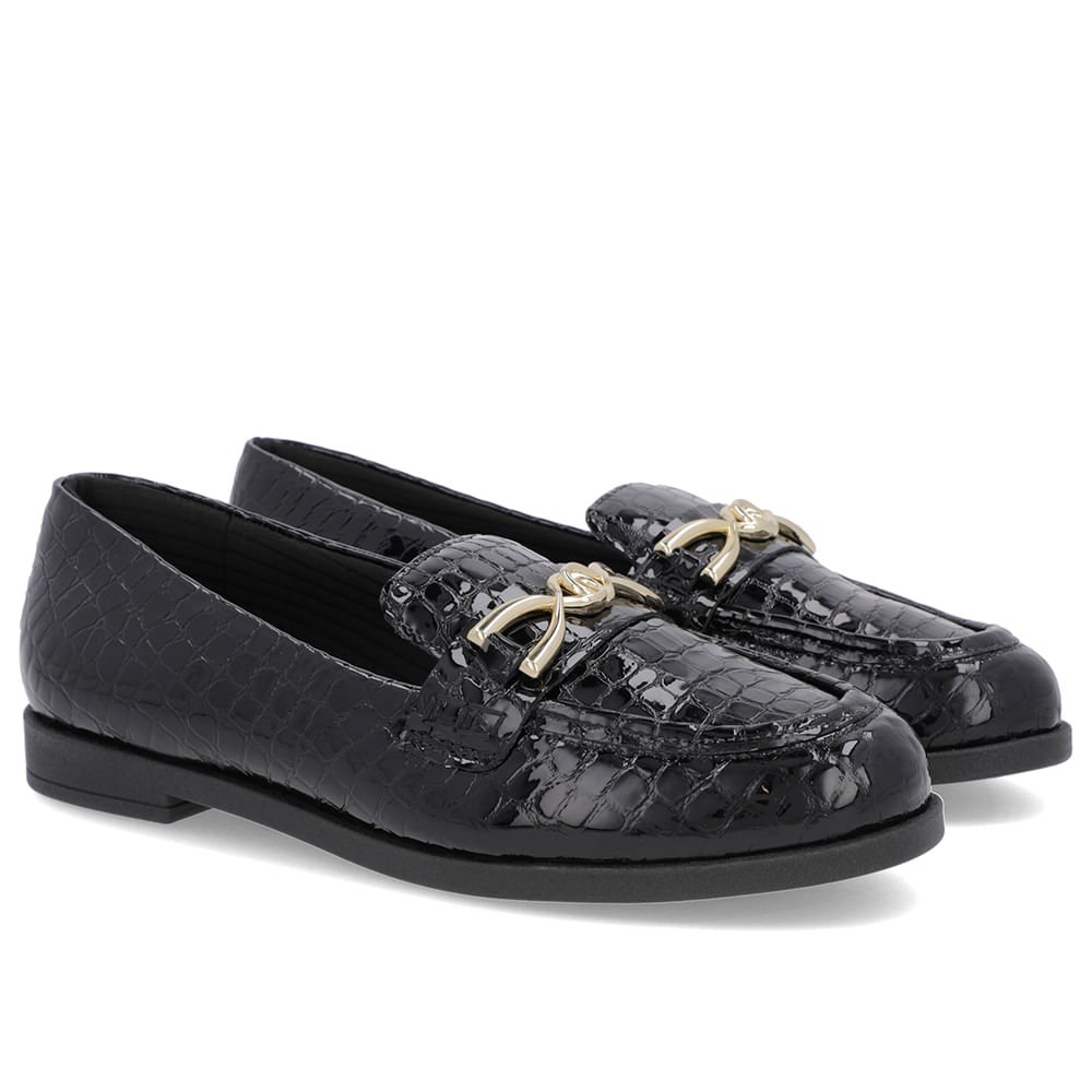 Mocassim Verniz Croco Preto Tira Bridão Preto 4