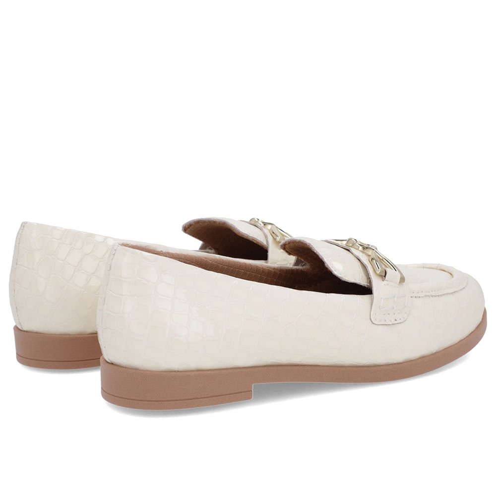 Mocassim Verniz Croco Branco Marfim Tira Bridão Branco 3