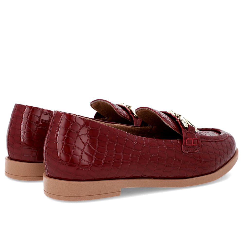 Mocassim Verniz Croco Vermelho Tira Bridão Vermelho 3