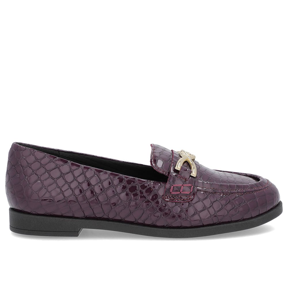 Mocassim Verniz Croco Roxo Tira Bridão