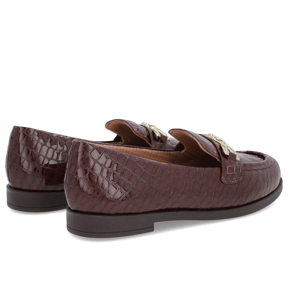 Mocassim Verniz Croco Marrom Tira Bridão Marrom 3